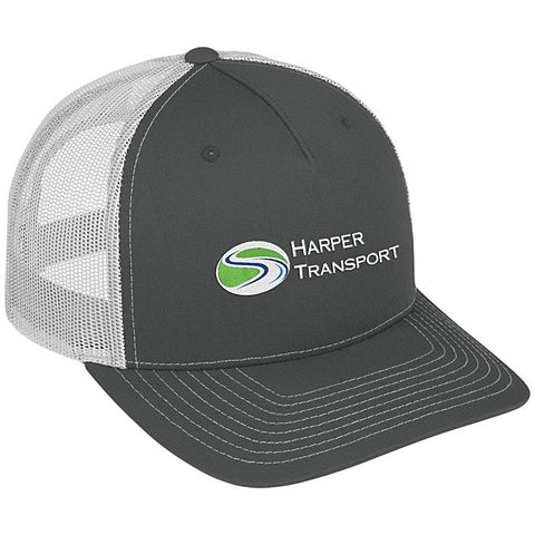 Richardson Five Panel Snapback Trucker Cap - Charcoal / White