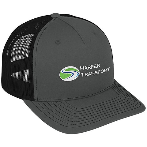 Richardson Five Panel Snapback Trucker Cap - Charcoal / Black