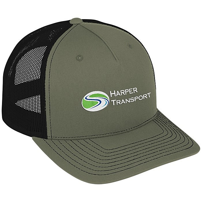 Richardson Five Panel Snapback Trucker Cap - Loden Green / Black