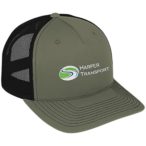 Richardson Five Panel Snapback Trucker Cap - Loden Green / Black