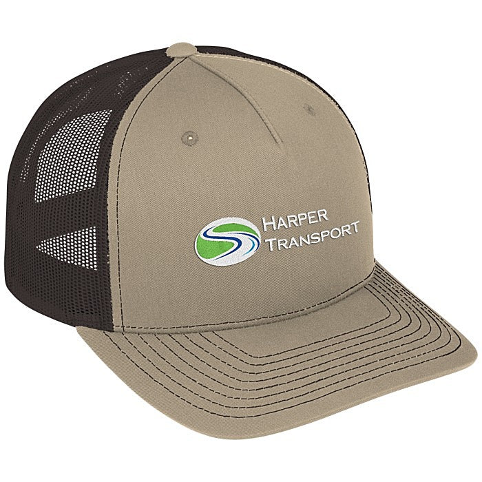 Richardson Five Panel Snapback Trucker Cap - Khaki / Coffee