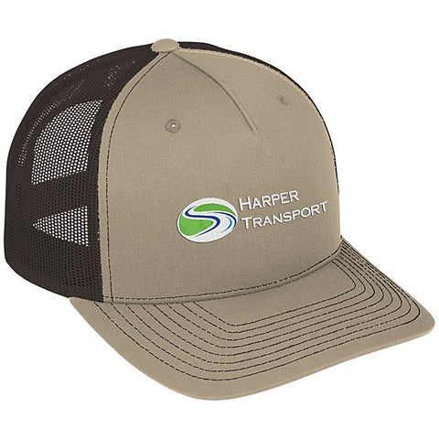 Richardson Five Panel Snapback Trucker Cap - Khaki / Coffee