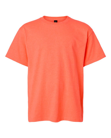 Gildan 5000B - Youth Heavy Cotton™ T-Shirt - Heather Neon Coral - Front