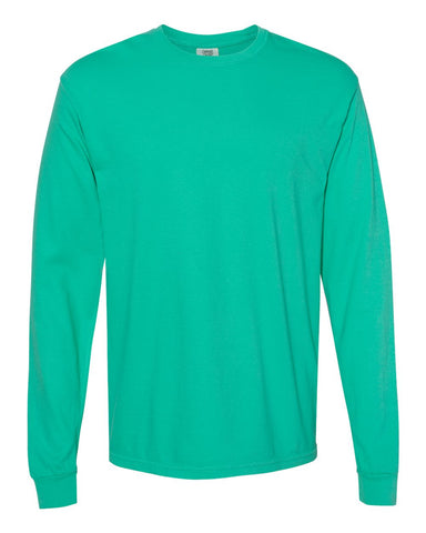 Comfort Colors 6014 - Unisex Garment-Dyed Heavyweight Long Sleeve T-Shirt - Island Green - Front