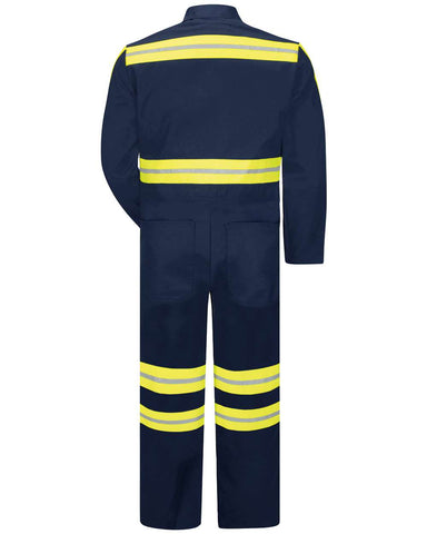 Red Kap CT10EN - Men's Enhanced Visibility Action Back Coverall - Navy/ Yellow Trim