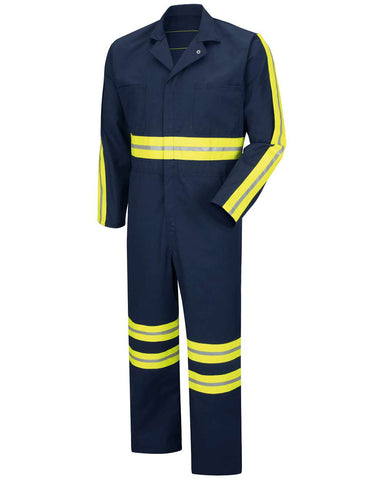 Red Kap CT10EN - Men's Enhanced Visibility Action Back Coverall - Navy/ Yellow Trim